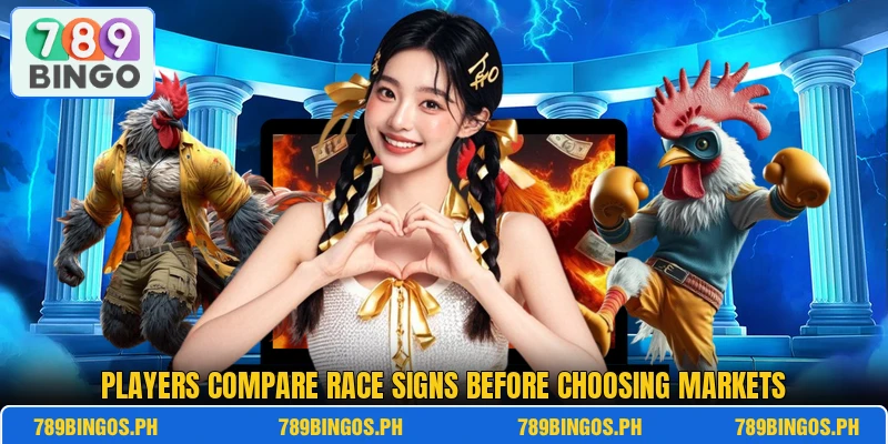 Players compare race signs before choosing markets Players compare race signs before choosing markets